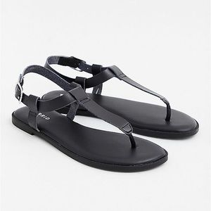 Black T-strap sandals